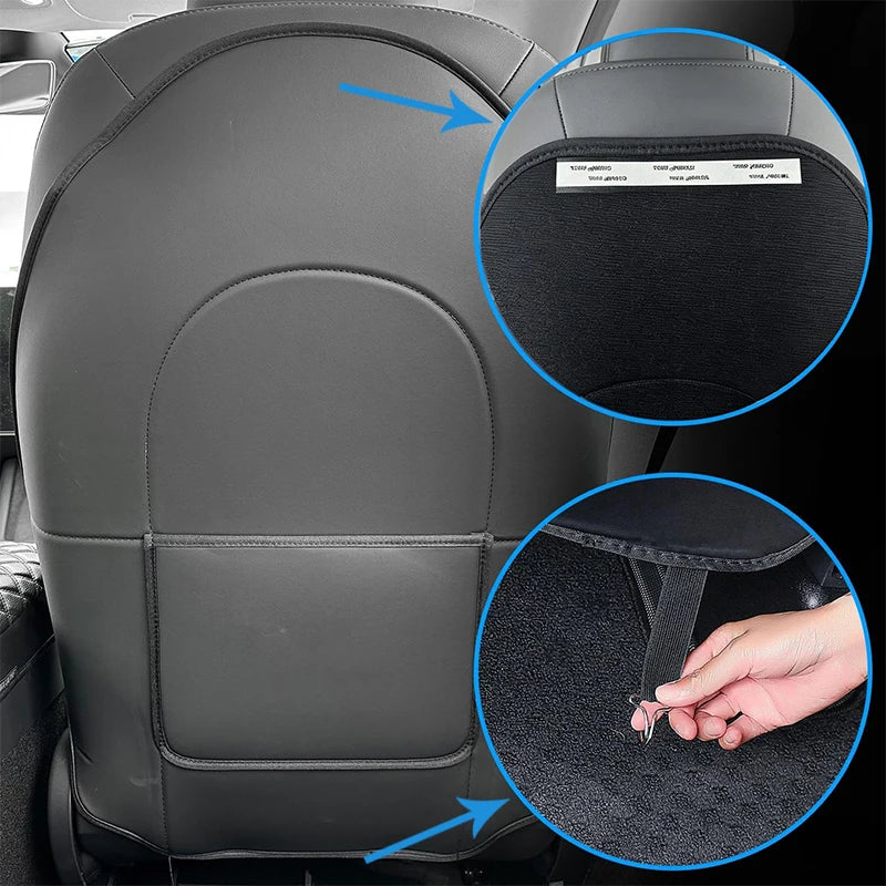 Car Seat Back Kick Protector Pad for Tesla Model YL 6-Seater Leather Anti-Scratch Cover