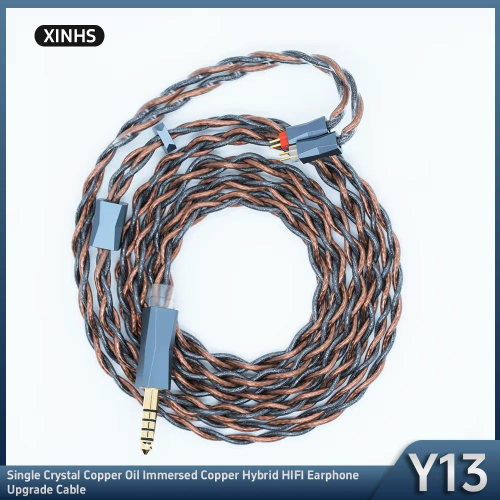 XINHS Y13 4-core Black Brown Graphene Ancient River Copper Hybrid Headphone Upgrade Cable,0.78 2pin/HD650/IE900/KZ-QDC/MMCX IEM