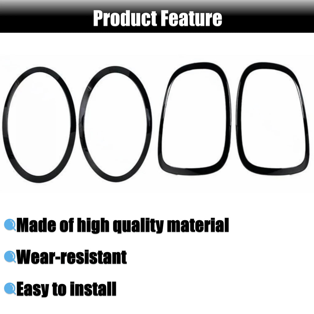Headlamp Bezel Tail Light Trim Ring Glossy Black for Mini Cooper F55 F56 F57 with Installation Tool