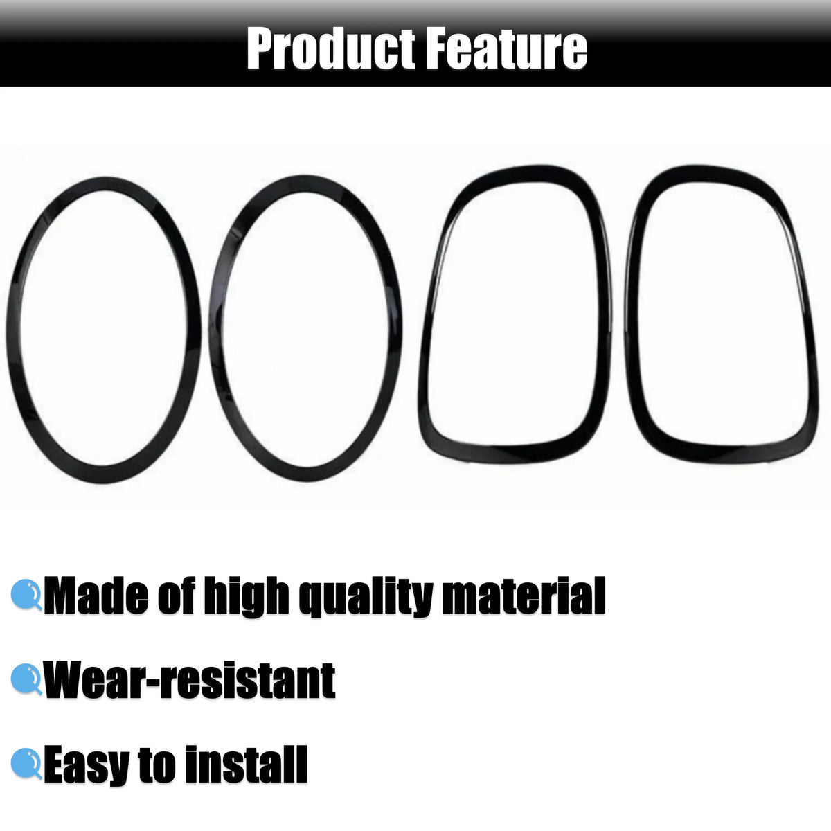 Headlamp Bezel Tail Light Trim Ring Glossy Black for Mini Cooper F55 F56 F57 with Installation Tool