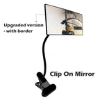 1Pc Clip On Mirror For Eyelash Extension With Protective Frame , Black 360°Metal  Stem With Convex Mirror , Office  Safety Stere