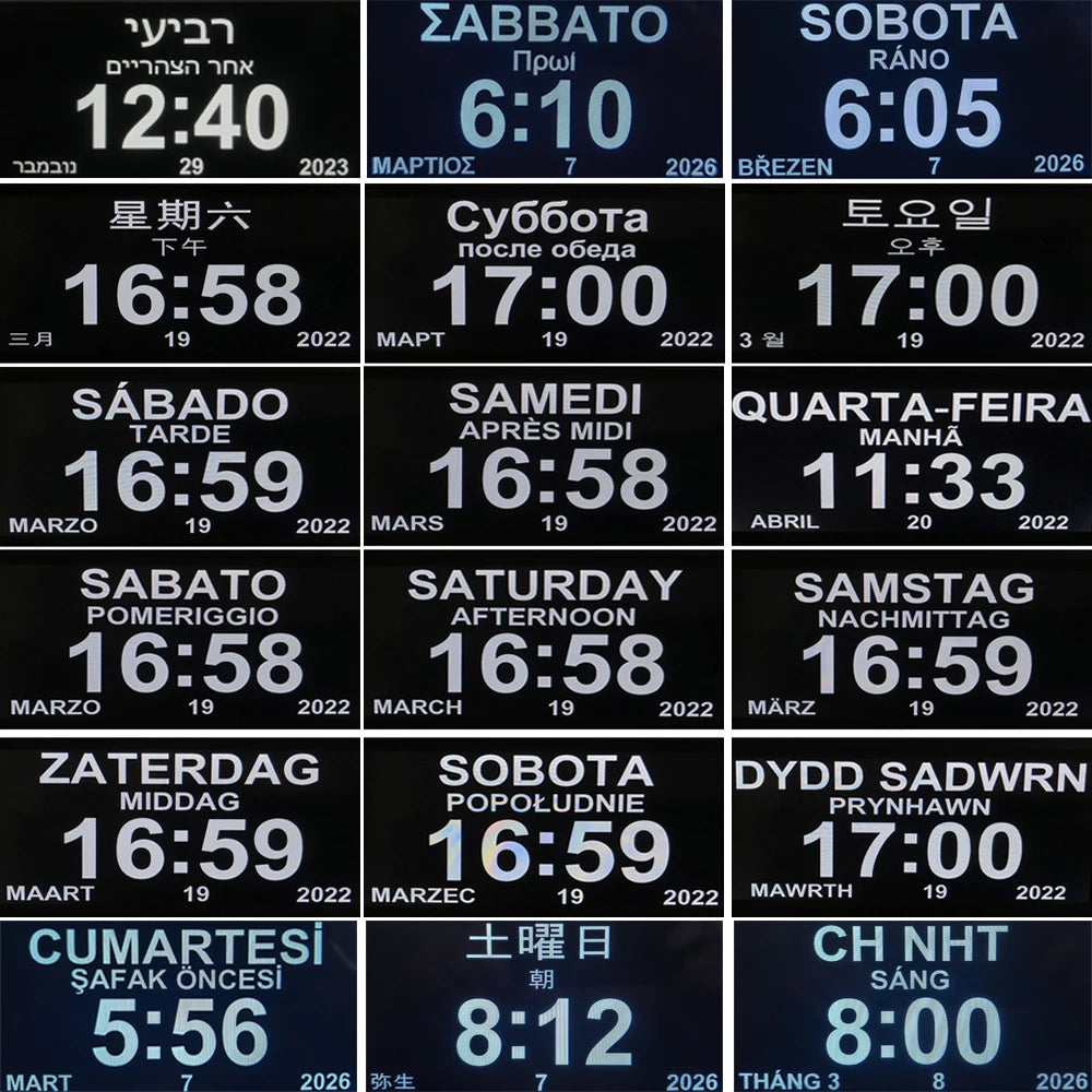 12 Alarms LED Calendar Clock with Multi-languages to Display. Reminding Work and Plans. A Medicine Time Reminder for the Elders.