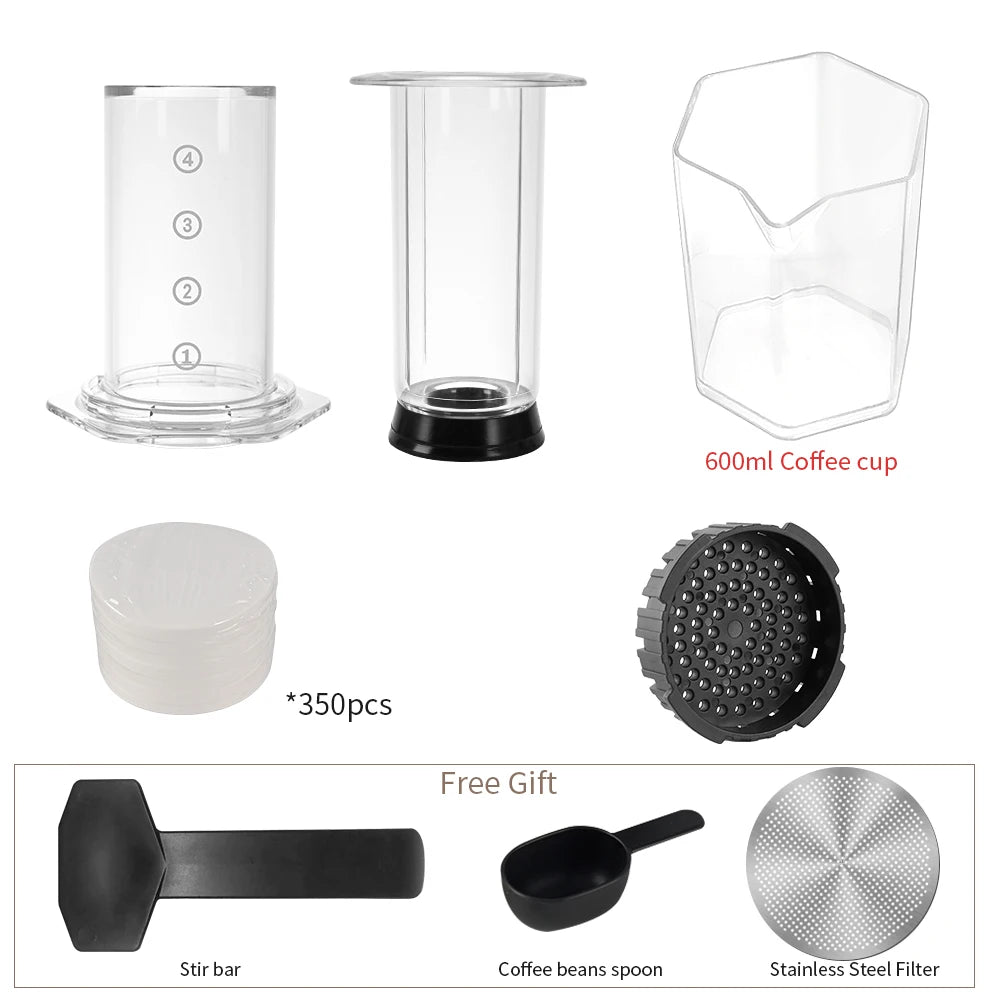 CAFEMASY Portable AeroPress-Style Coffee Maker with Filters, Manual Espresso Press