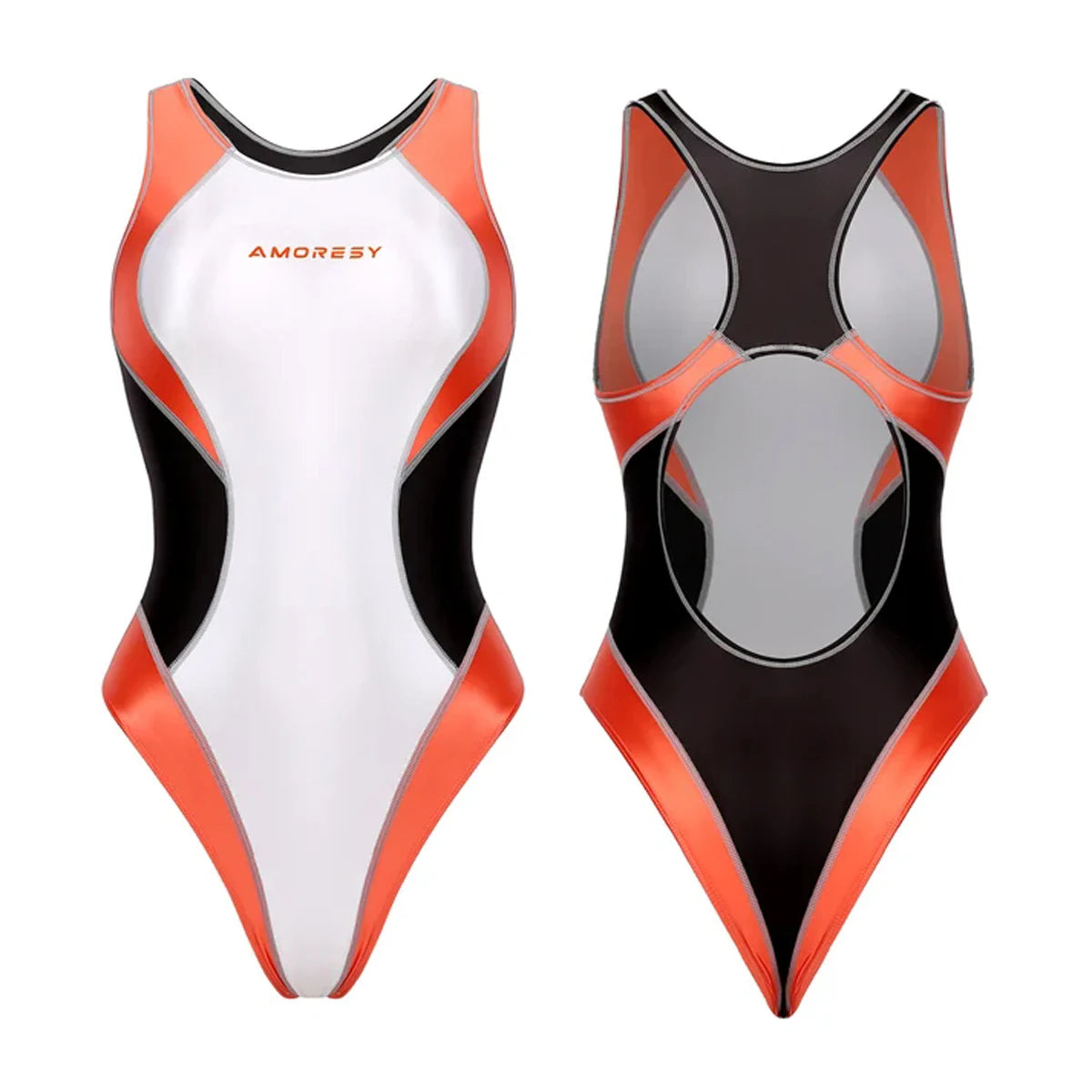 AMORESY Venus Women's One-Piece Backless High Waisted Swimsuit, Colorblock, Sizes M-XXXL