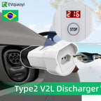 EVqiaoyi Type 2 V2L Discharger adapter 16A Brazil type2 Descarregador with for BYD Chery Geely Renault