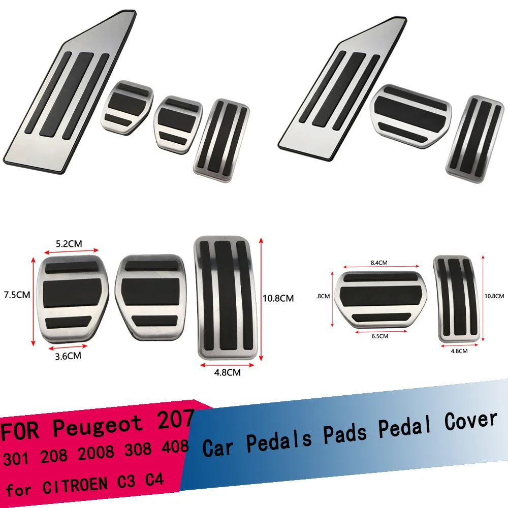 Car Pedal Covers Set for Peugeot 207/208/301/307/308/408/2008, Citroen C3/C4, DS 3/4/6