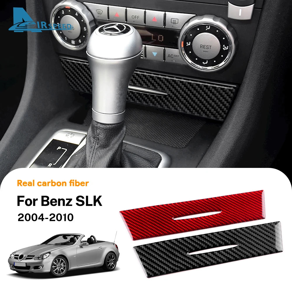 Real Soft Carbon Fiber Trim Sticker For Mercedes Benz SLK R171 2004 2005 2006 2007 2008 2009 2010 Car AC Storage Bottom Panel