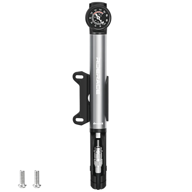 RIDERACE Bicycle Pump With Gauge High-pressure Portable Hand Tire Air Inflator Bike Air Shock Pump Schrader Presta Valve AV FV