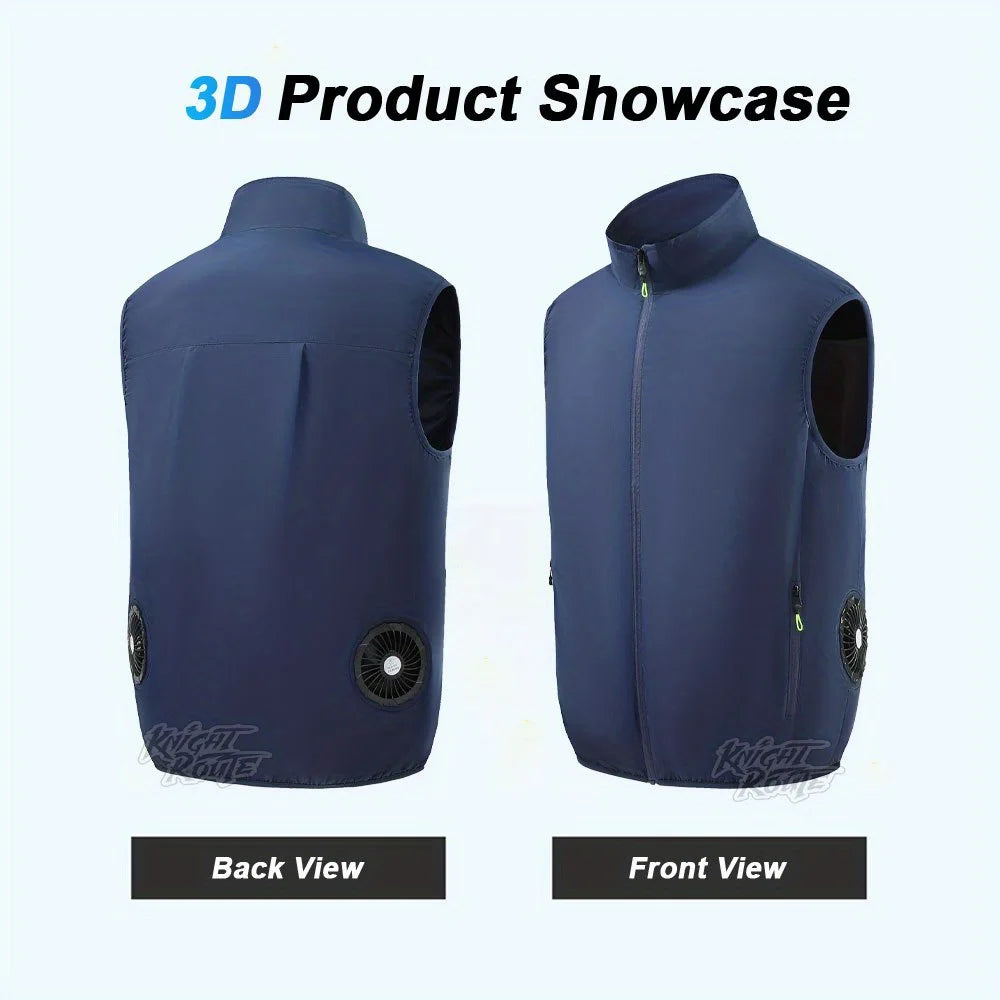 Lightweight Outdoor Work Cooling Vest - Men's 3-Speed 9-Blade Fan System for Camping, Fishing, Construction & Heat Relief