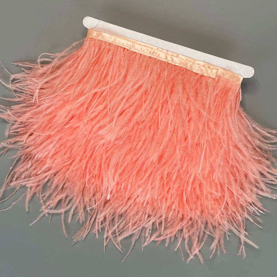Ostrich Feathers Trim 13-18CM 5-7inch Feather Plumes Ribbon Selvage For DIY Wedding Dress Decoration Crafts Accessories