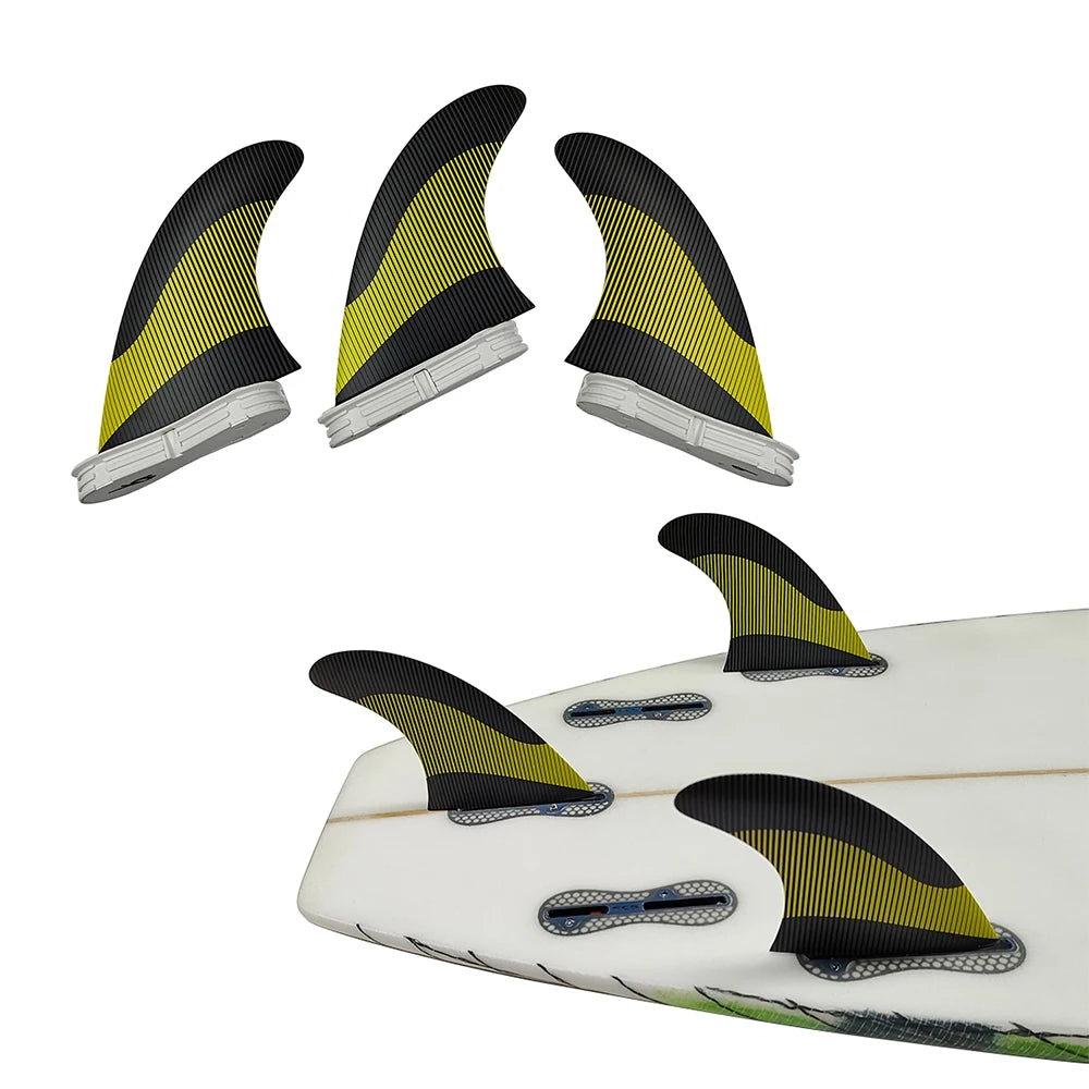 UPSURE FCS 2 G5 Fins Tri Fins Thruster Surfboard Fins Surfing Fins Honeycomb Fibreglass Double Tabs 2 Fin Surf 3 Fins (M Size)