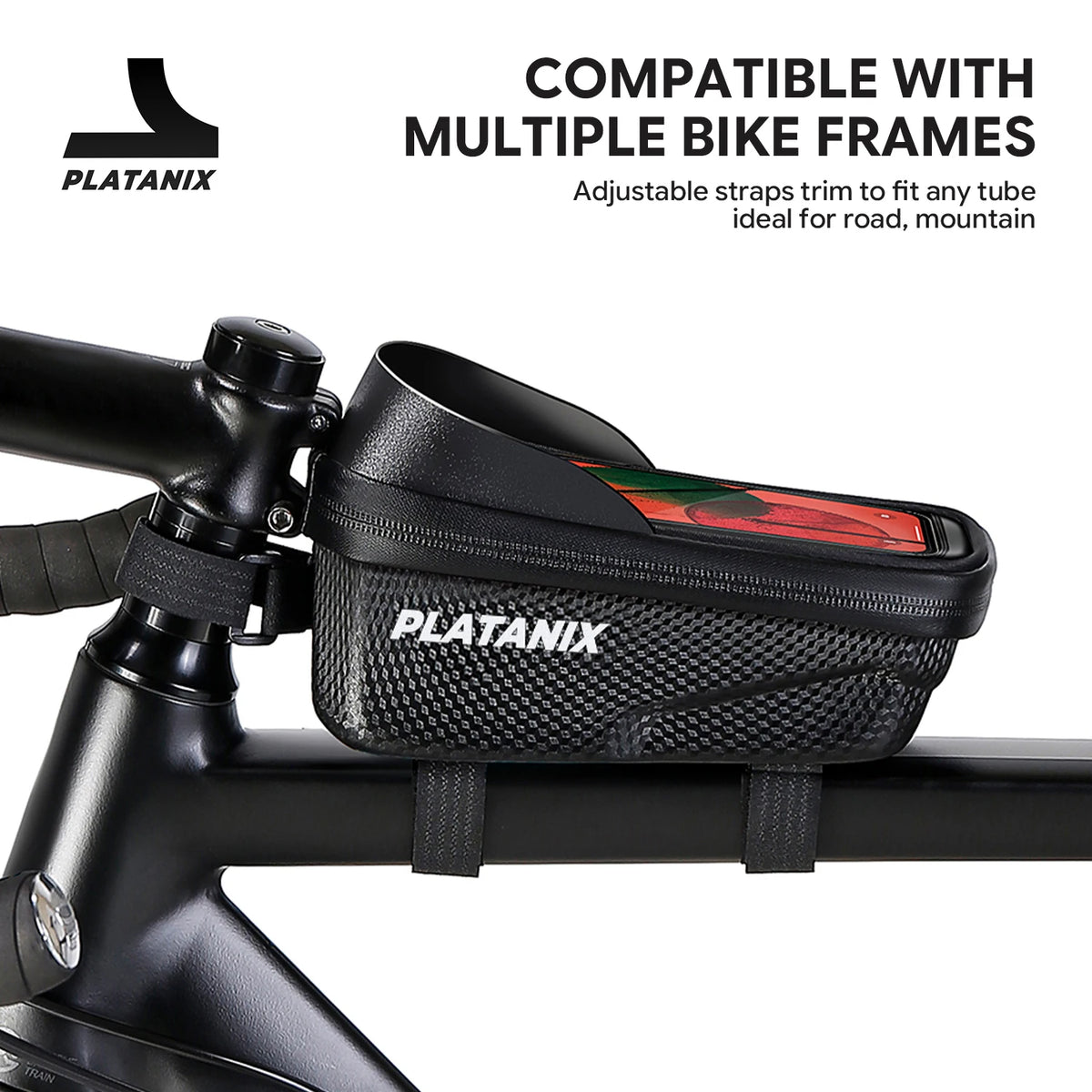 PLATANIX EVA Hard Shell Bike Top Tube Bag Touch Screen Phone Holder Waterproof Bicycle Frame Storage