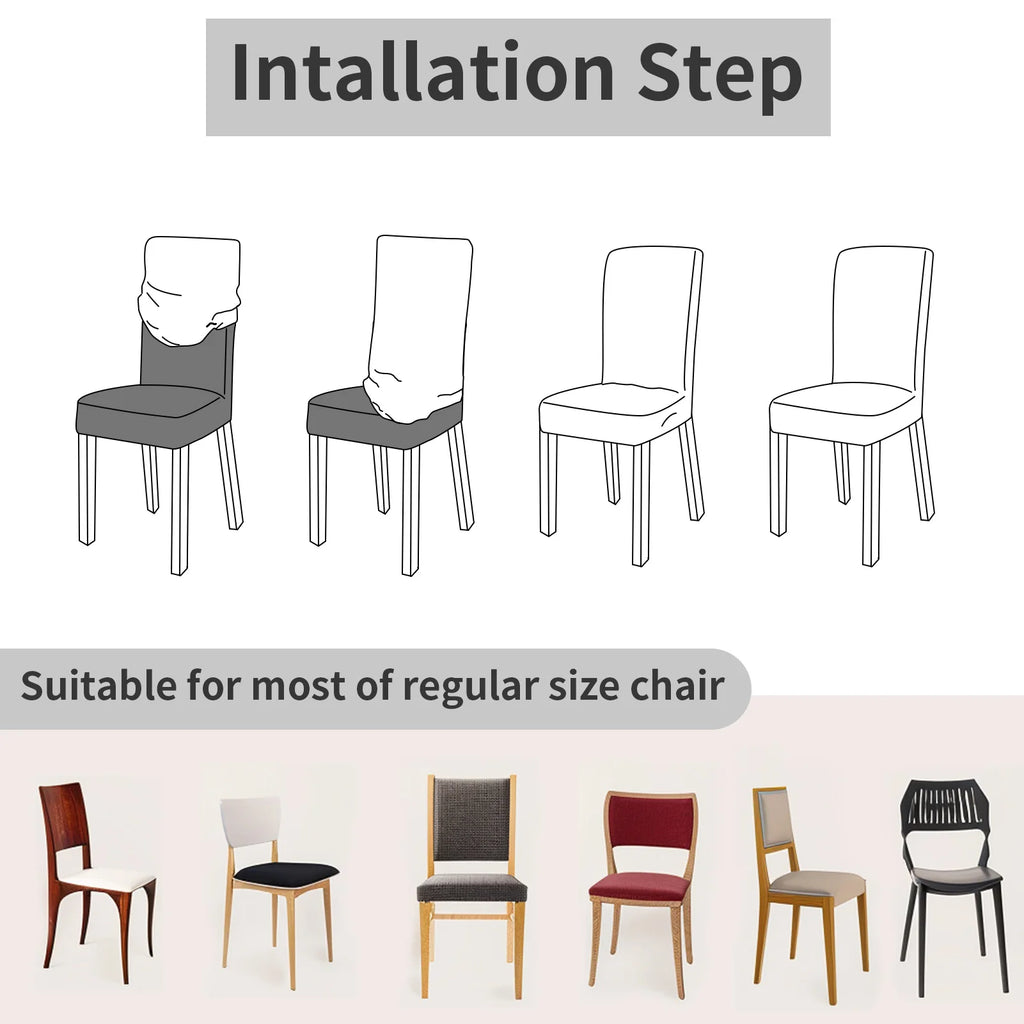 4Pc Set High Stretch Dining Chair Cover Elastic Slipcover Removable Non Slip Seat Protector for Living Room Home Kitchen Wedding