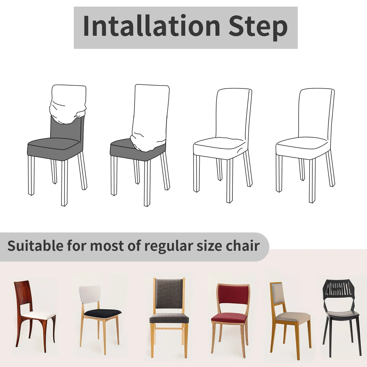 4Pc Set High Stretch Dining Chair Cover Elastic Slipcover Removable Non Slip Seat Protector for Living Room Home Kitchen Wedding