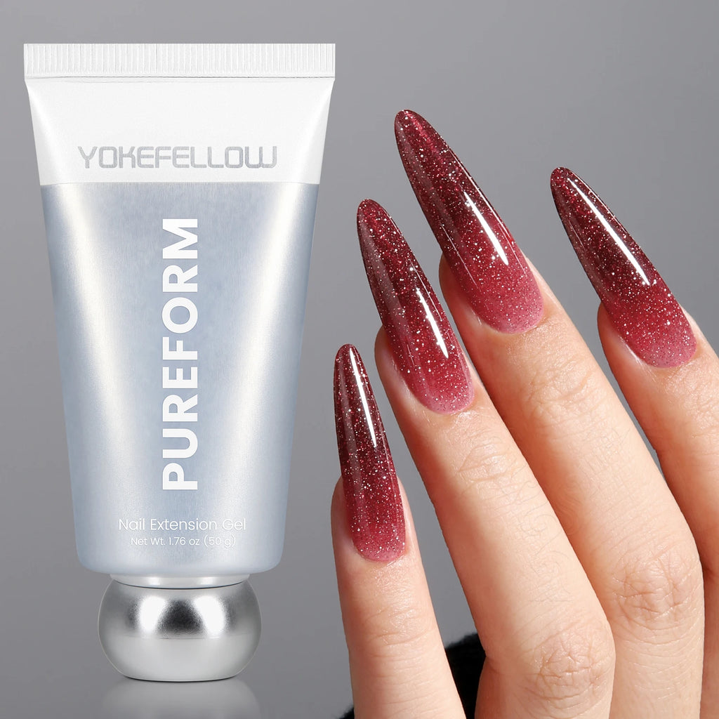 YOKEFELLOW PUREFORM Poly Gel Nail Extension Gel 50g Hard Builder Gel Pink Red
