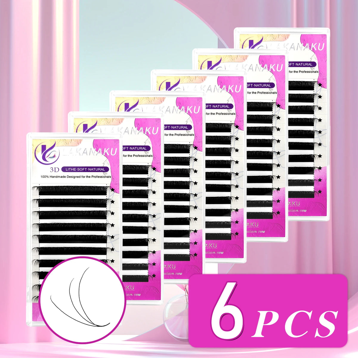 LAKANAKU 3D W Shape Eyelash Extensions 6 Trays 0.07mm C/D Curl 8-15mm Mixed Length