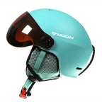MOON-Skiing Helmet with Integrally Molded Goggles, PC and EPS Outdoor Sports, Ski Snowboard and Skateboard
