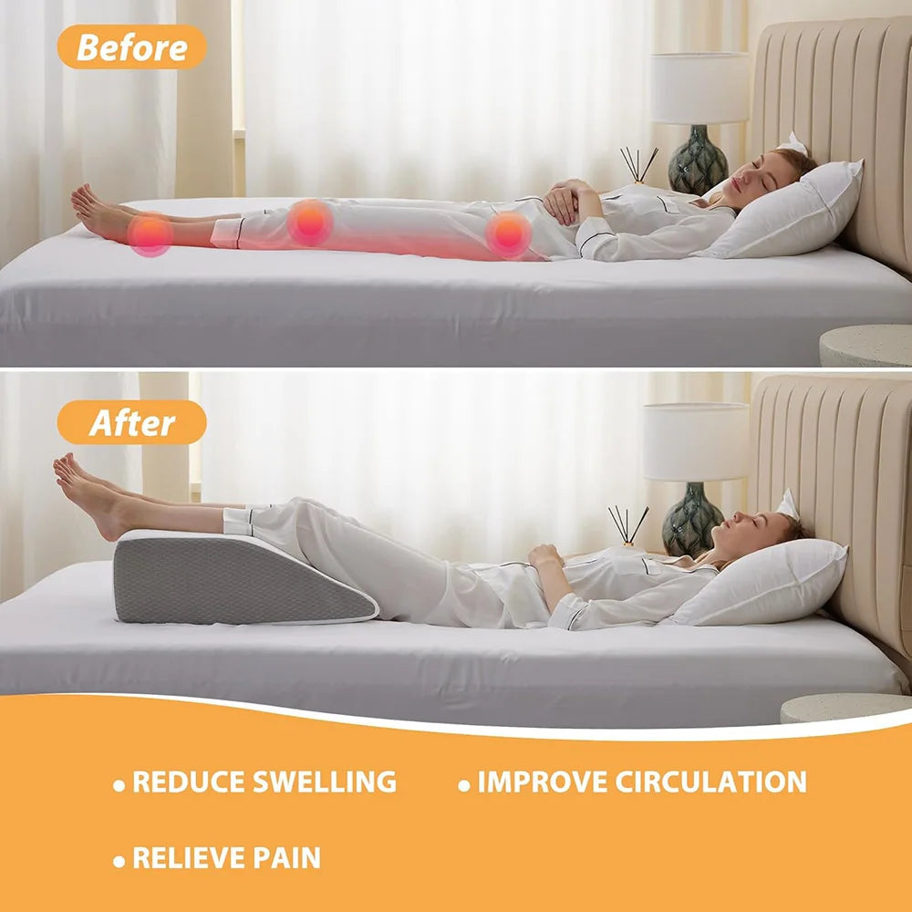 Leg Pillow, 8inch Leg Elevating Pillow for Legs,Rest, Sleeping,Leg Wedge Pillow for Side Sleeping, Memory Foam Leg Wedge Pillow