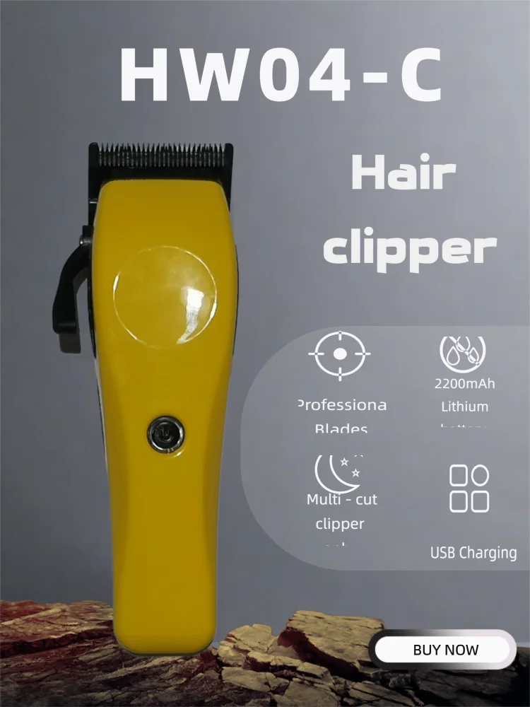 HW04-C Professional Electric Hair Clipper USB Rechargeable Professional Blades for Men's Home Hair Cutting ...