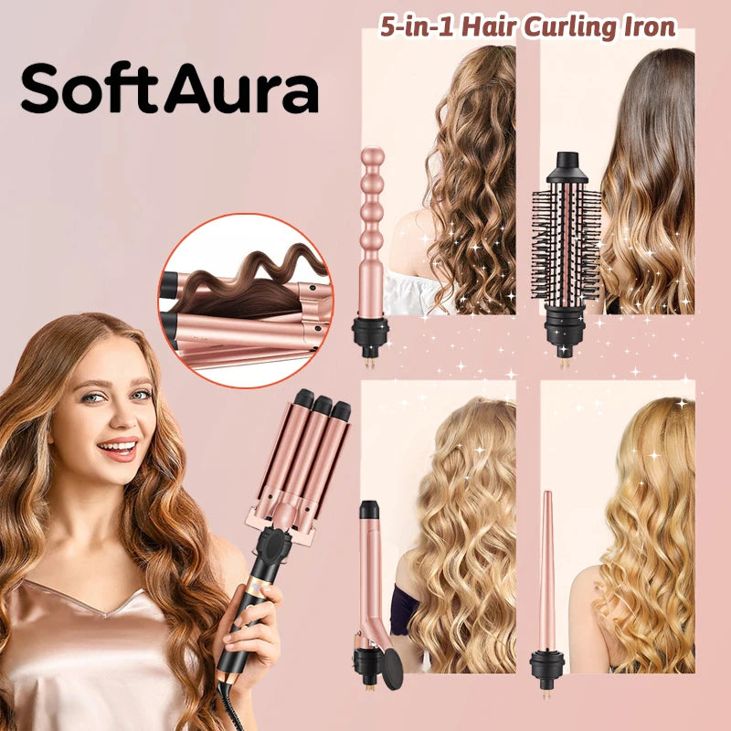 5 in 1 Hair Curler Multifunctional Curling Iron Hair Styler Salon Styling Tool Bending Curling for Home Travel Daily Use