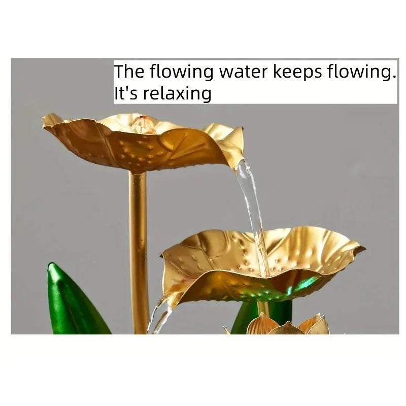 1pcs Lotus Pond Moonlight Water Fountain Circulating Water Ornament Luxury Desktop Decor for Office TV Cabinet Living Room