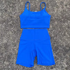Solid Color gym bike Yoga Set short Legging +cross sport bra Tracksuit Athletic Women Gym Suit Comprehensive Training Jogging