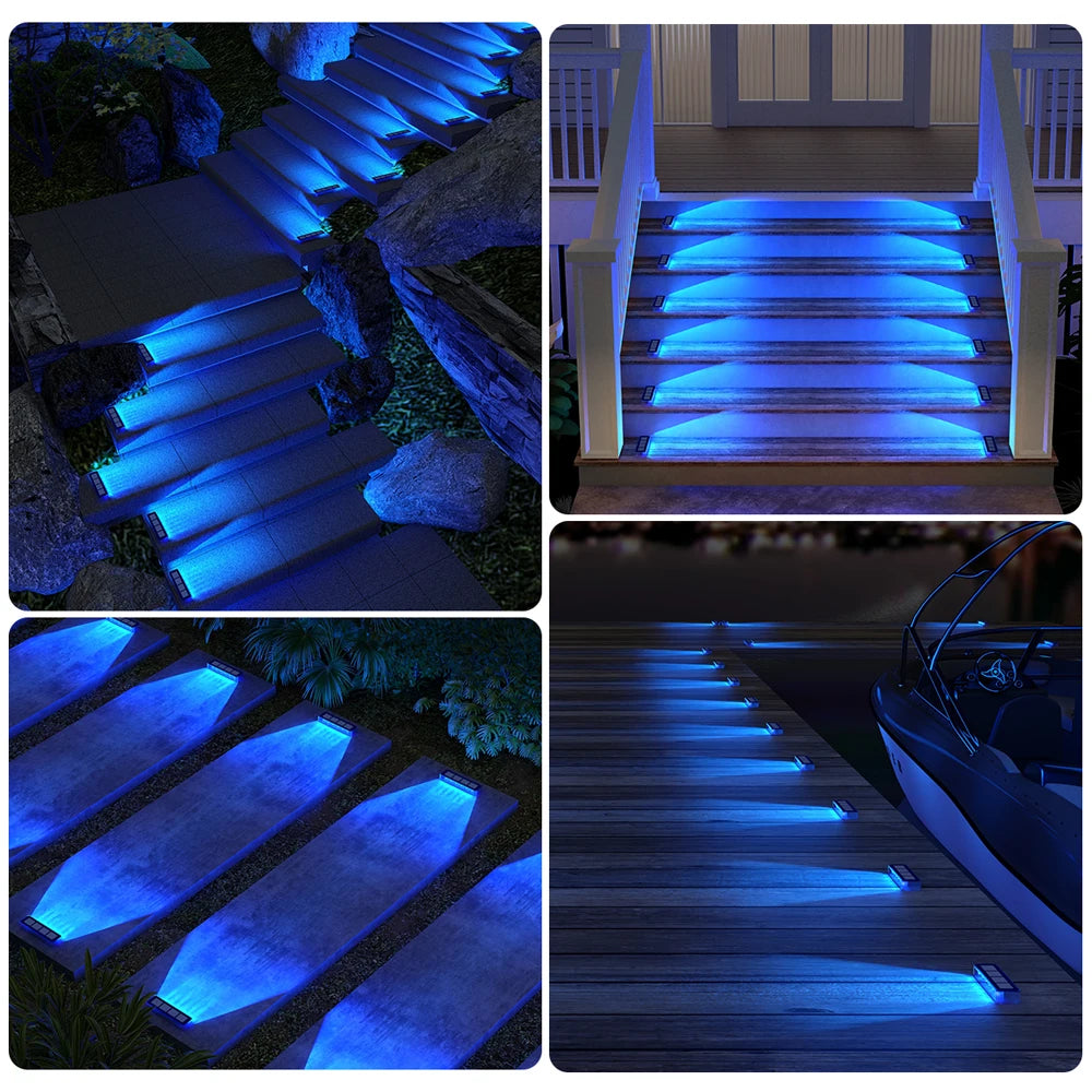 Solar LED Step Lamp Stair Lights Outdoor IP68 Waterproof Solar Light With Lens Anti-theft Design Decor Lighting For Garden Deck