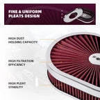ZSRacing 12"x2" Oval Super Flow Thru Air Cleaner Washable For SBC Chevy Ford Chryler Dodge 5-1/8 Carb Neck OFI131