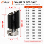 Universal Glossy Carbon Fiber Car Exhaust Muffler Tip Clamp‑On Straight Exhaust Pipe Mufflers Nozzle Straight Stainless Silver