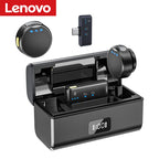 Lenovo Magnetic Wireless Lavalier Microphone 100M Noise Reductionfor with Charging Box Professional Microphone for Recording