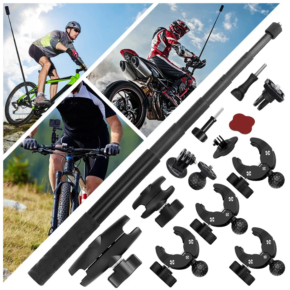 Motorcycle Mount kit for Insta360 X5 X4 X3 X2 RS DJI GoPro Double Clamp Handlebar Selfie Stick for Insta 360 Mount Accessories