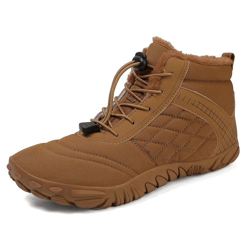 Men's Women's Winter Barefoot Hiking Boots, Slip On Warm Zero Drop Snow Boot, Wide Toe Box Ankle Booties, Minimalist Waterproof