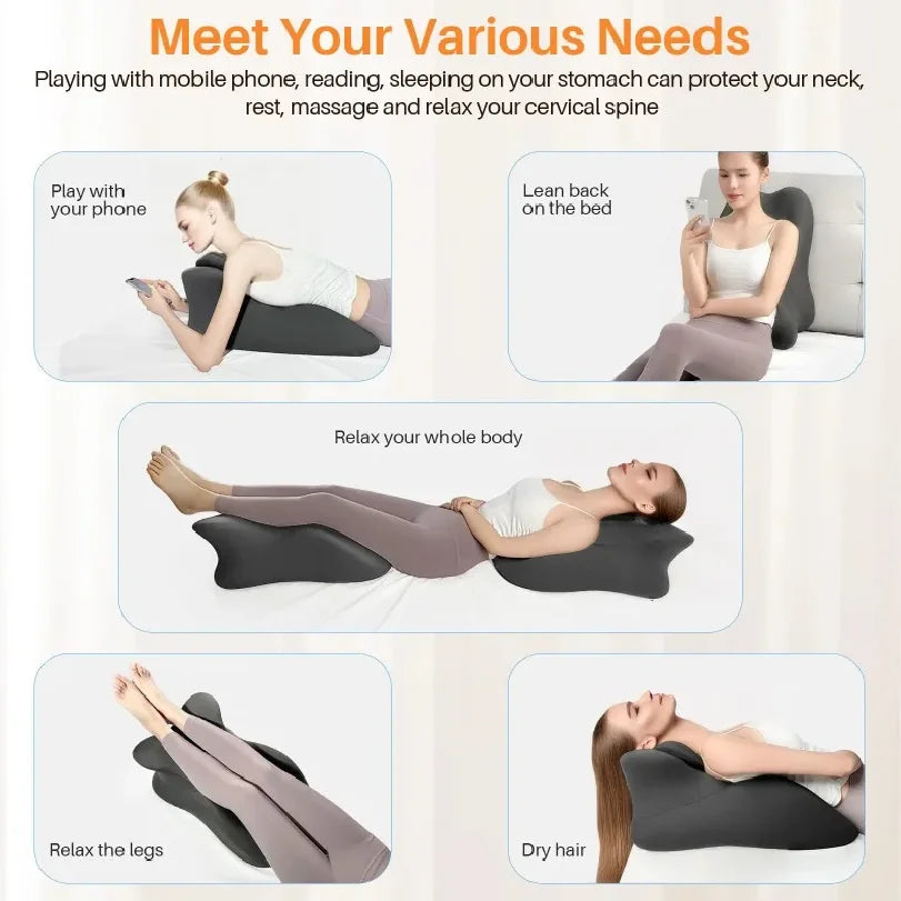 Multi-Positional Wedge Pillow Memory Foam Ergonomic Prone Pillow with Removable Cover Couple Bed Pillow for Body Pain Relief