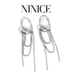 NiNice Temperament Stainless Steel Metal Tassel Chain Long Hanging Drop Earrings Girl's Daily Wear Trending Jewelry Recommend