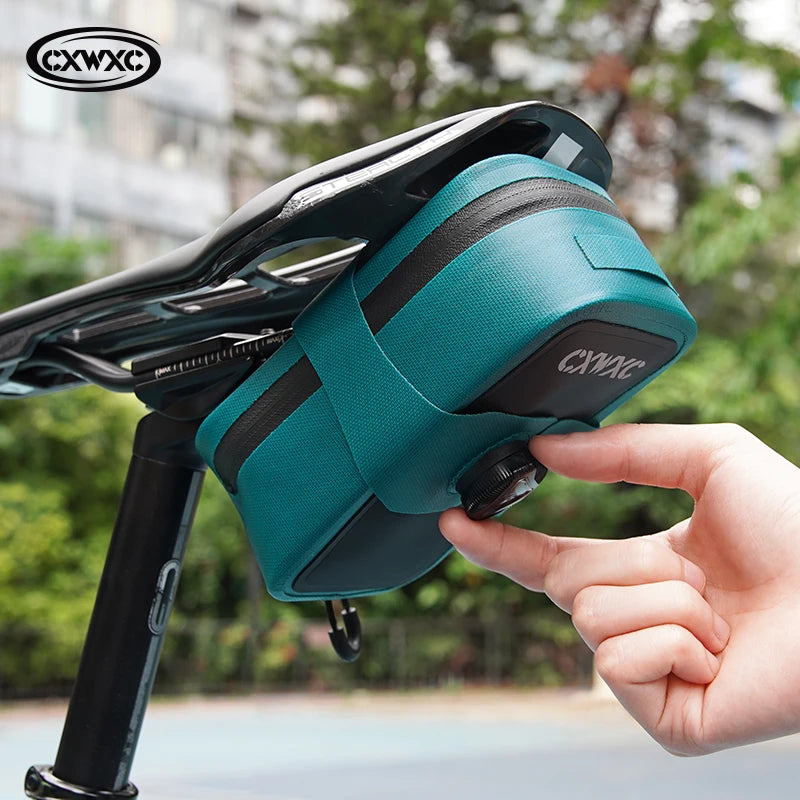 CXWXC TPU Bicycle Saddle Bag 0.6L Self Locking Knob Tail Bag Portable BOA Cycling Bag Waterproof Thick Hardened Mini Bike Bags