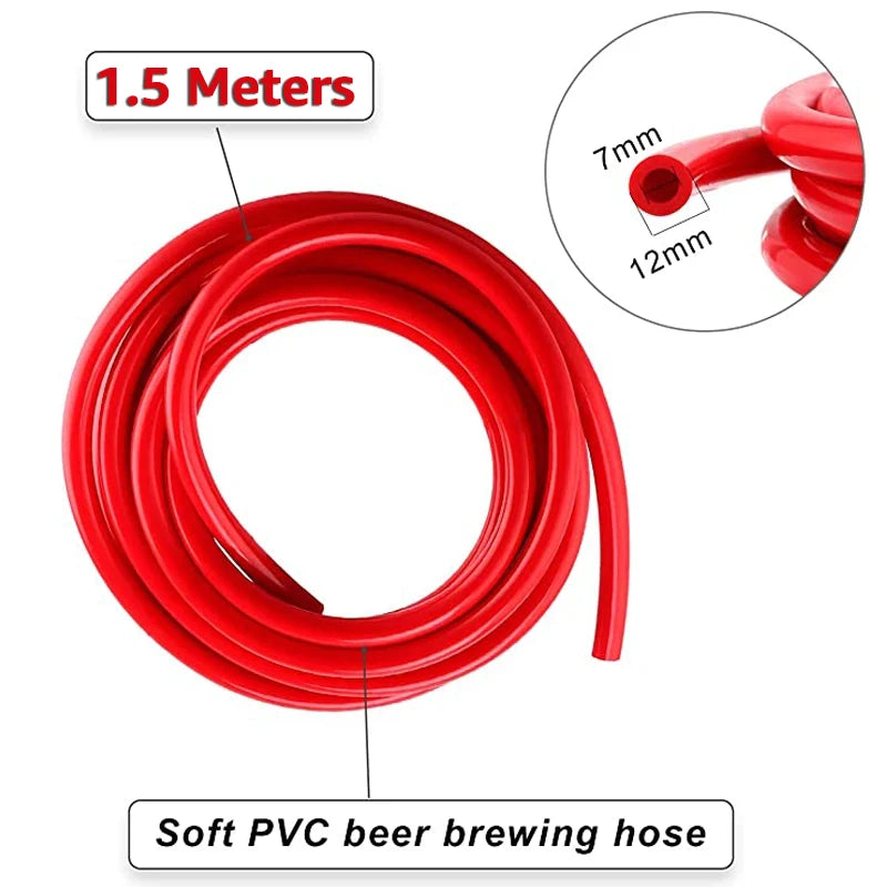 1.5 Meters Ball Lock Gas Line Assembly with Stainless Steel Carbonation Cap, Soda Corny Keg Dispenser PET Bottle Carbonation Kit