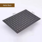 Stainless Steel Rainfall Shower Head Square High Flow 8/10/12 in, Black/Gold/Silver