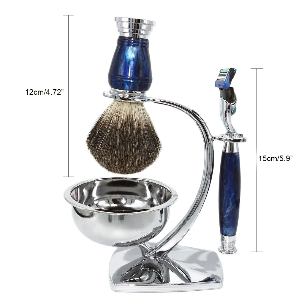 iRAZOR Royalblue 5-Layer Fusion Safety Razor Shaving Kit - Barber Tool Accessories Unique Father's Day Gift for Men