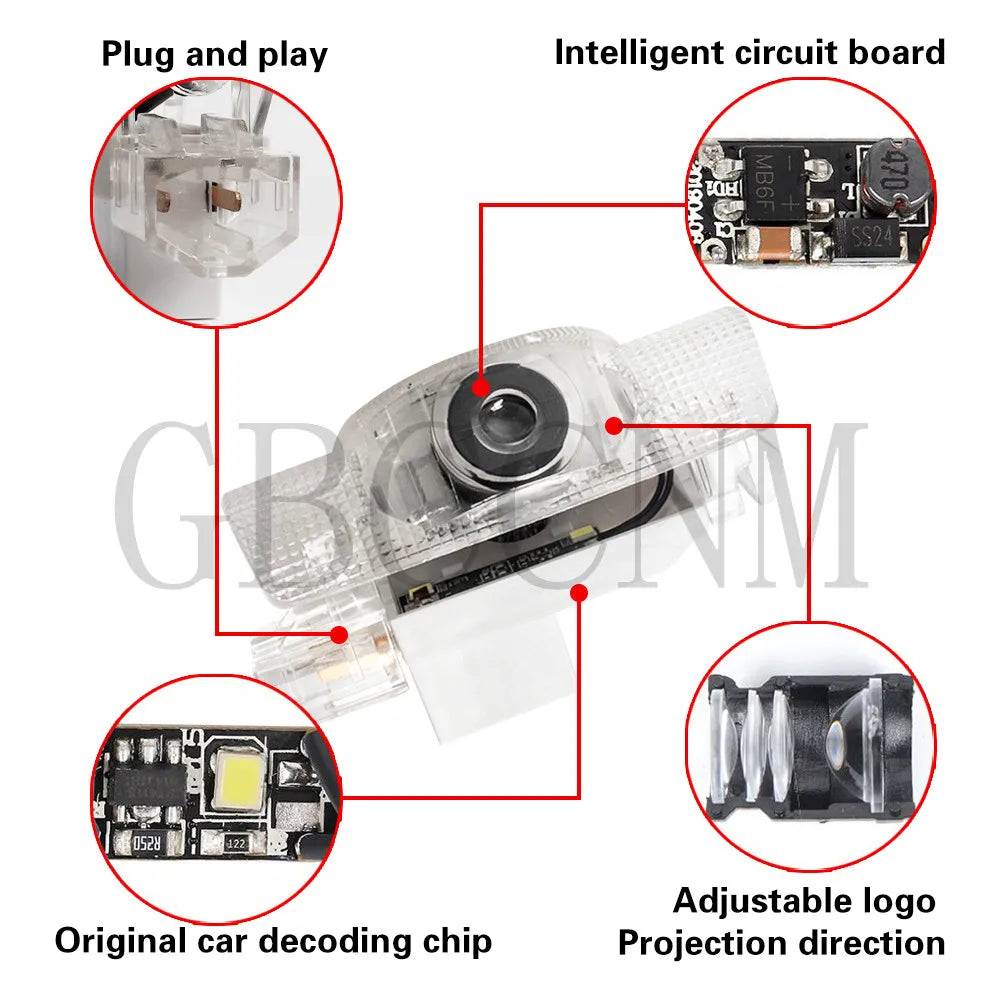 LED Car Ghost Shadow Welcome Door Light Bulbs Accessories For LEXUS RX300 RX330 RX350 RX400h RX450h ES250 ES300 ES300h ES330