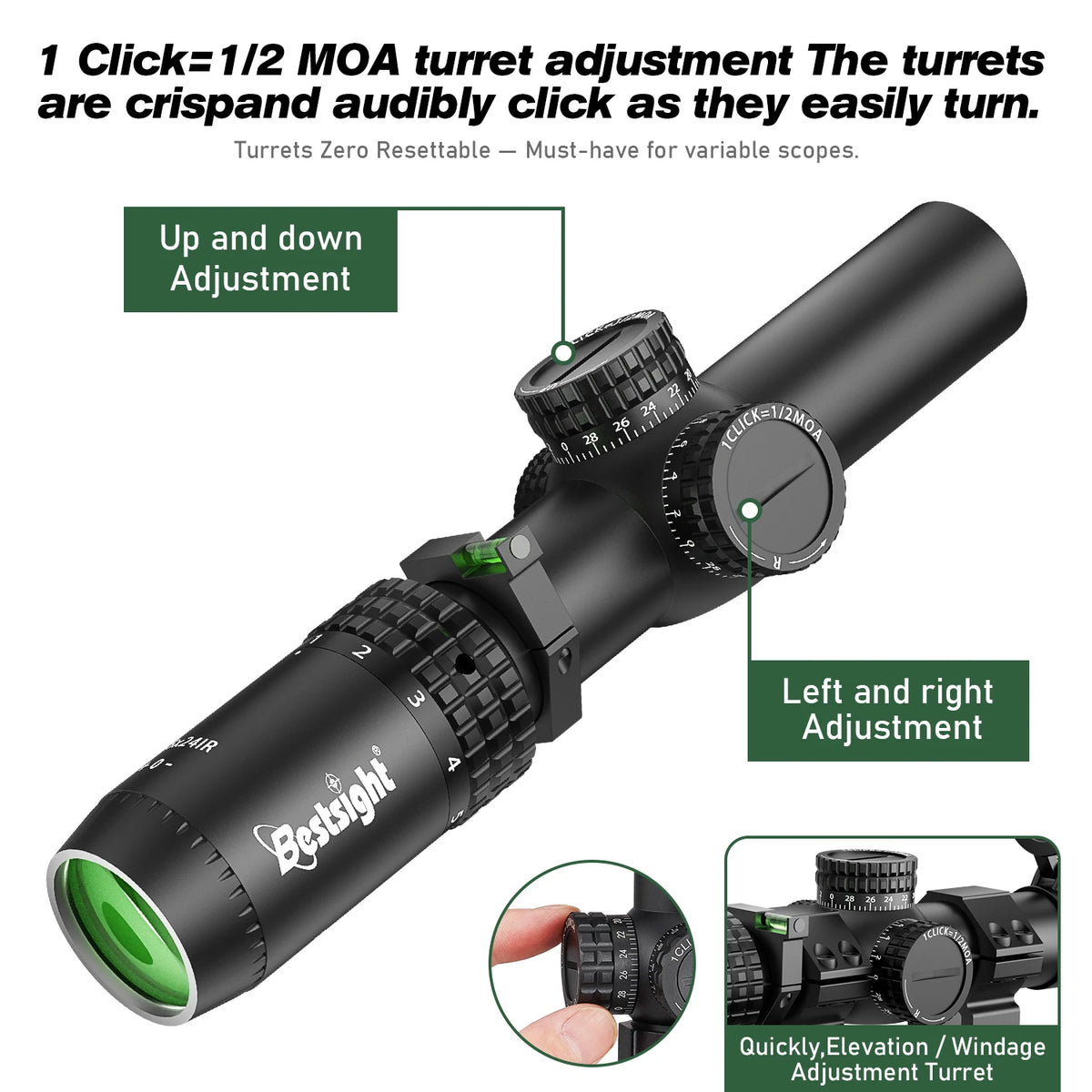 1-5x24 LPVO Rifle Scope SFP Reticle, with/without Illumination, 11mm/20mm Mount