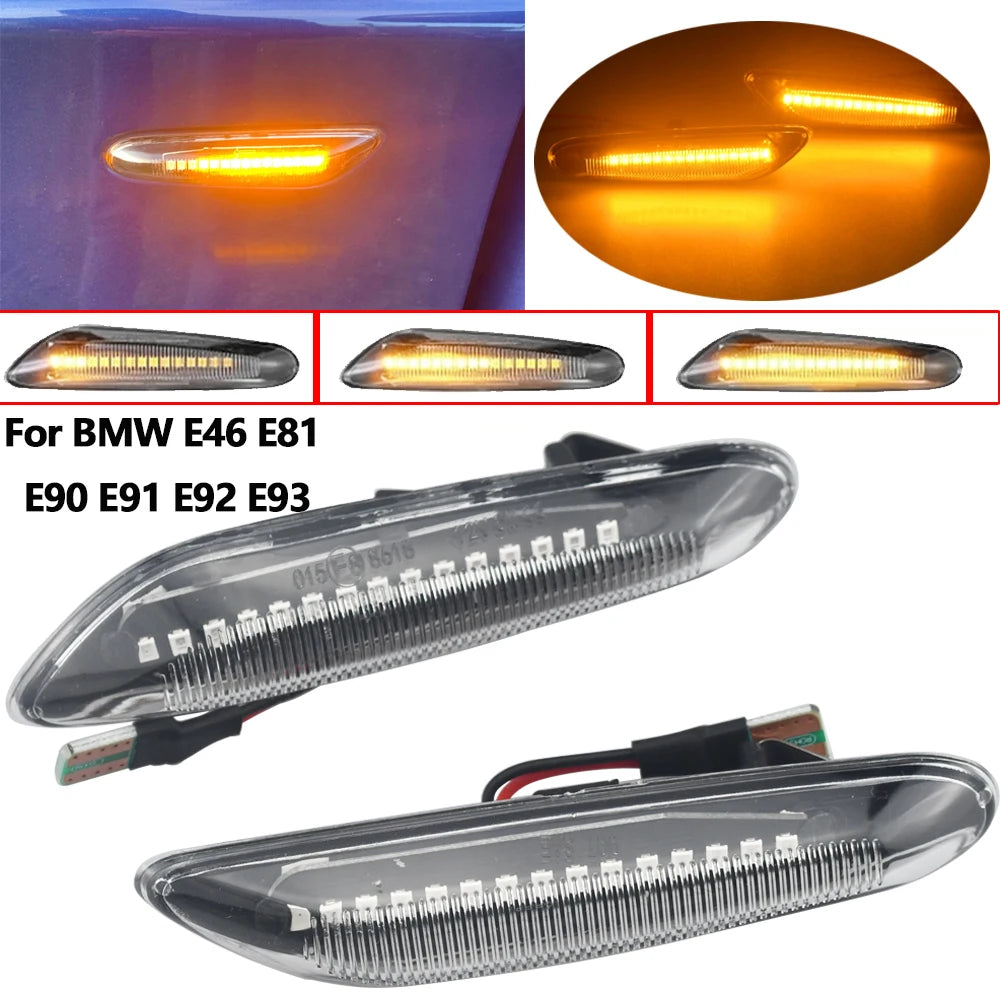 Smoke Lens Dynamic Flowing LED Turn Signal Side Marker Light Blinker Lamp For BMW E90 E91 E92 E93 E60 E87 E82 E46 Accessories