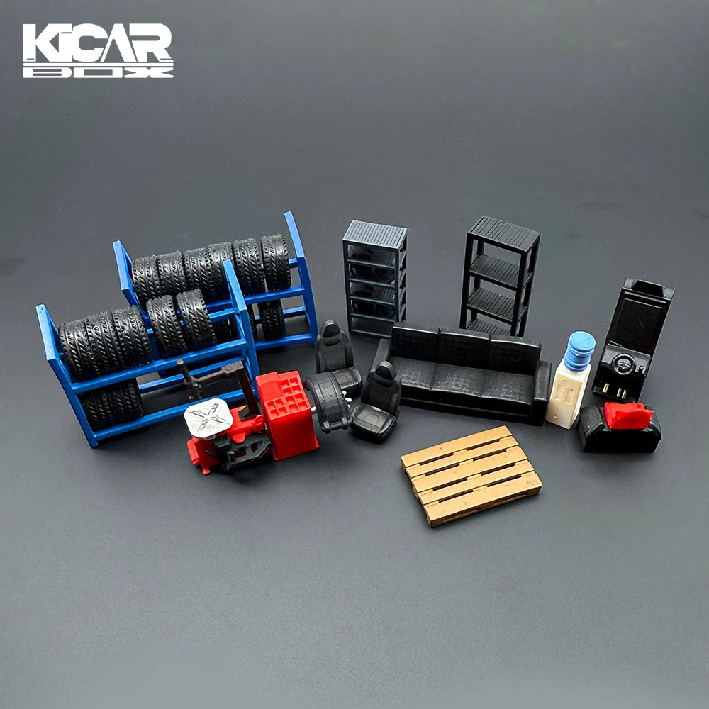 1/64 Scale Model Car Repair Shop Garage Display Wall Parts Resin Perforated Panel Set for Diorama Modification Custom Hobby