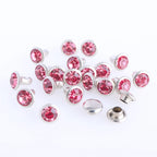 100 Sets 6/8mm Glass Rivets Rhinestone Glitter Crystal AB Silver Edge Stones Studs With Care Rhinestones for DIY Crafts Leather