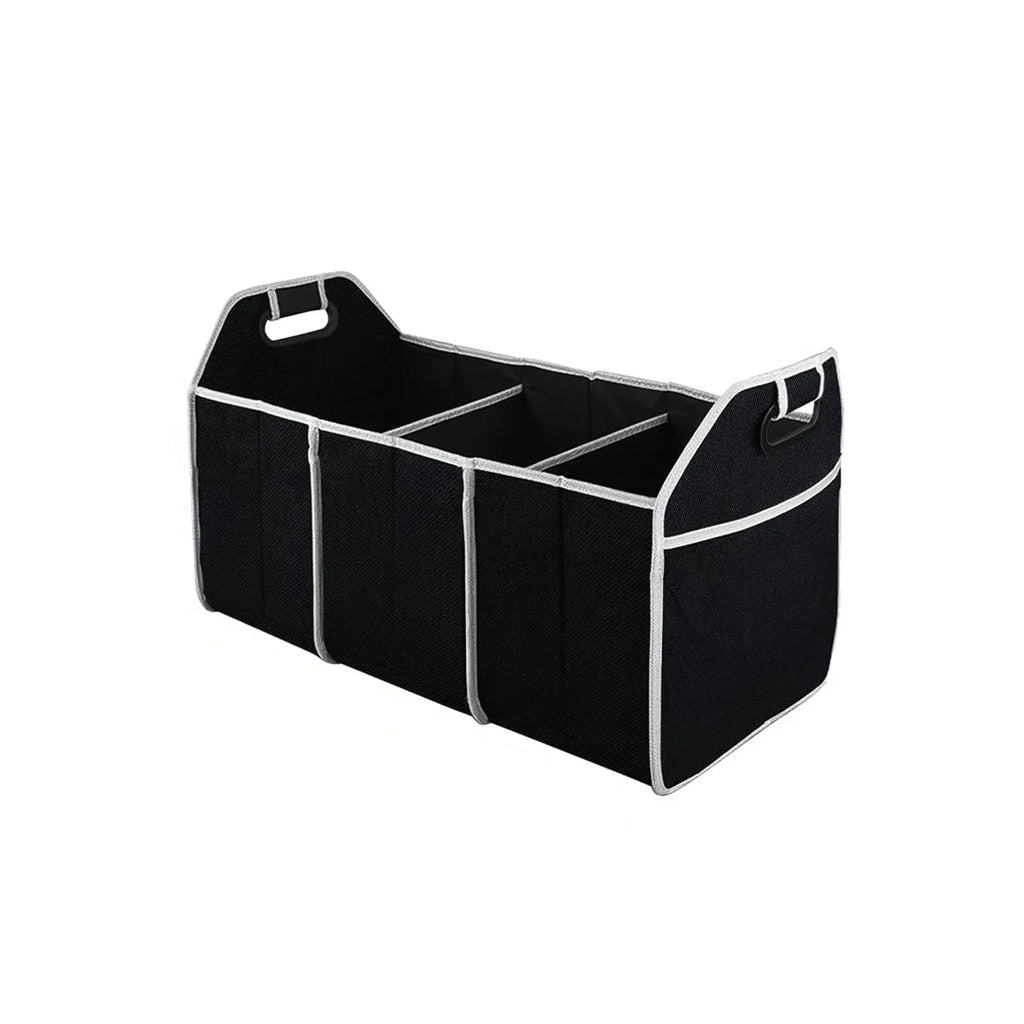 Foldable Car Trunk Organizer 3-Compartment Cargo Storage Bag, Camping Gear & Groceries, Fits All Vehicles, Black