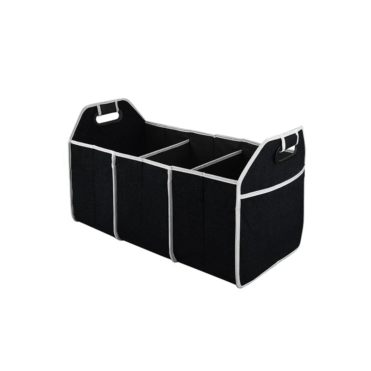Foldable Car Trunk Organizer 3-Compartment Cargo Storage Bag, Camping Gear & Groceries, Fits All Vehicles, Black