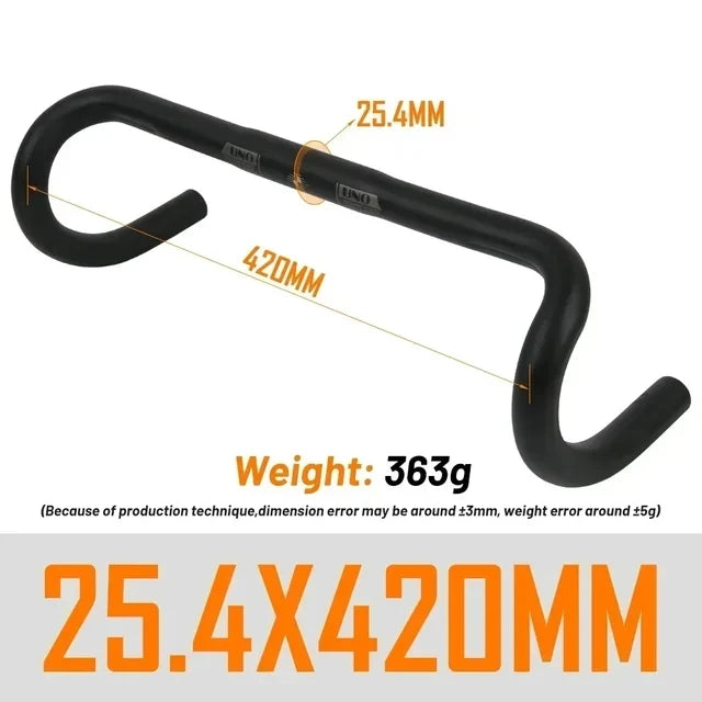 UNO UltraLight Racing Road Bike Handlebar Bent Bar 25.4/31.8MM 360/380/400/420/440/460MM 6061 Aluminum Alloy Stem Handlebar