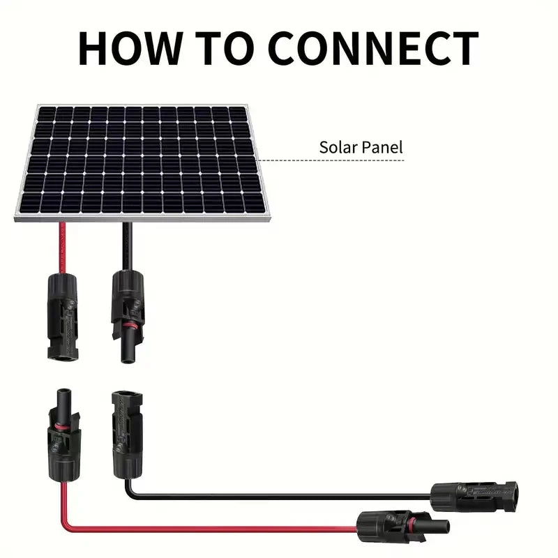 1 Pair Red and Black Double Ends Solar Extension Cable with Connector 2-10 Meters 4mm2/6mm2 Solar Panel Cable Photovoltaic Wire
