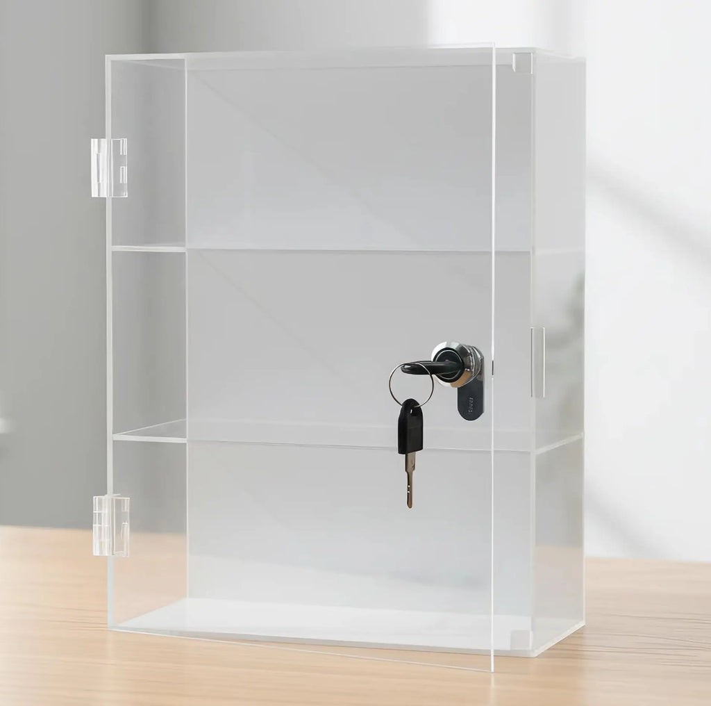 Acrylic storage cabinet used for locking cosmetics and perfume lipstick small items is handmade, dust-proof, anti loss