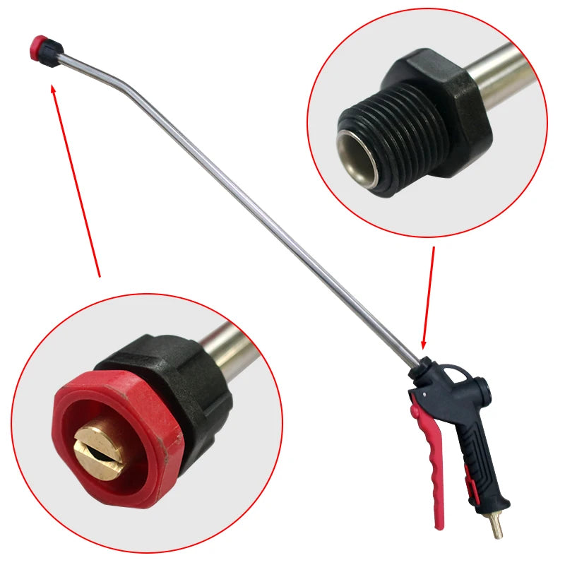 1PC Spray Gun Lance Foam Lance with Stainless Steel Nozzle and barb fitting for Compressed Air Foam Generator