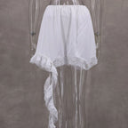 Sexy Lace White Asymmetrical Midi Skirts Street Chic Satin High Waist Slim Skirt Summer Casual Solid Skirt Female 2025